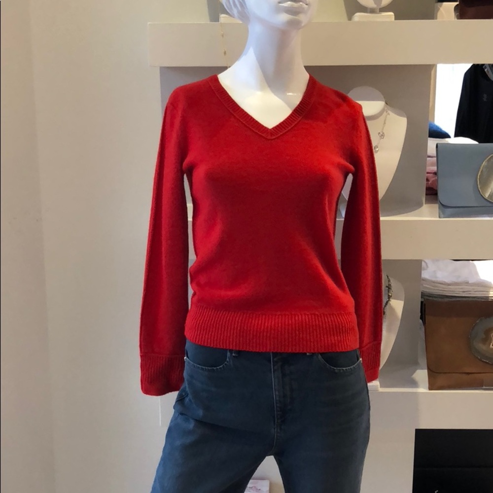 Helmut Lang Red V-Neck Sweater